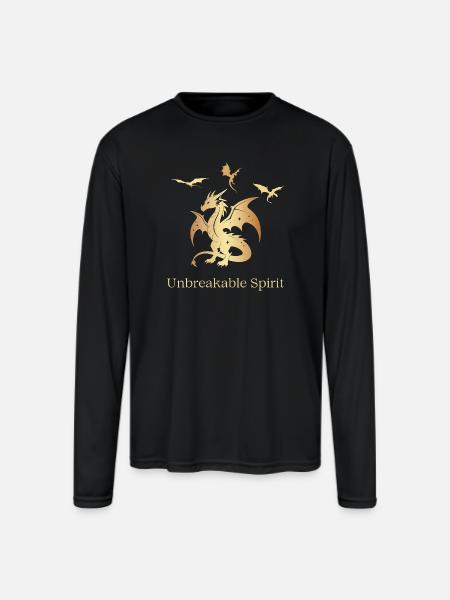 Unbreakable Spirit Dragon - Men's Moisture Wicking Performance Long Sleeve T-Shirt - black