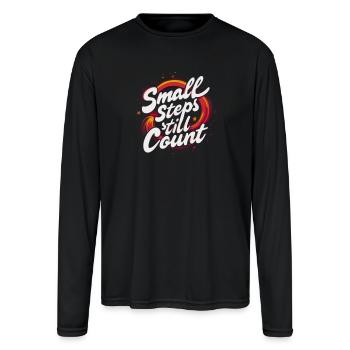 Small Steps Still Count - Men's Moisture Wicking Performance Long Sleeve T-Shirt - black - Front