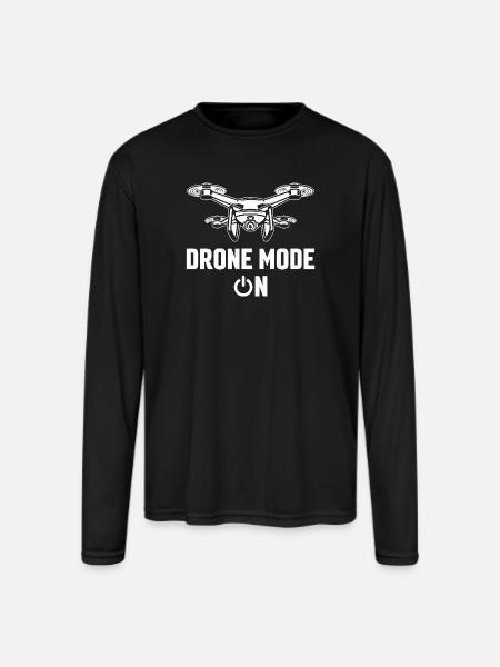Drone Mode: On - Men's Moisture Wicking Performance Long Sleeve T-Shirt - black
