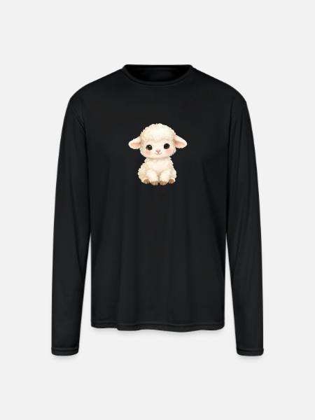 Pastel Lamb - Men's Moisture Wicking Performance Long Sleeve T-Shirt - black