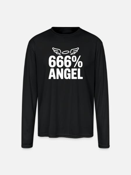 666% Angel - Men's Moisture Wicking Performance Long Sleeve T-Shirt - black