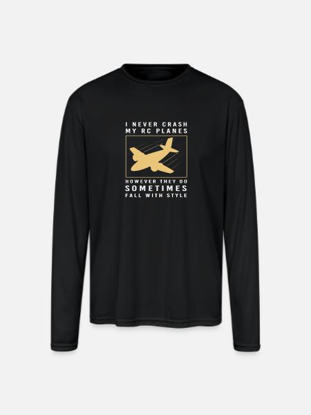 RC Plane Pilot Remote Control - Men's Moisture Wicking Performance Long Sleeve T-Shirt - black