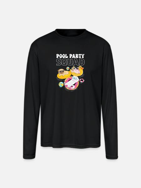 Kids Pool Party Squad Animals Birthday - Men's Moisture Wicking Performance Long Sleeve T-Shirt - black