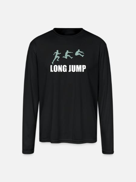 Long Jump Silhouettes - Men's Moisture Wicking Performance Long Sleeve T-Shirt - black