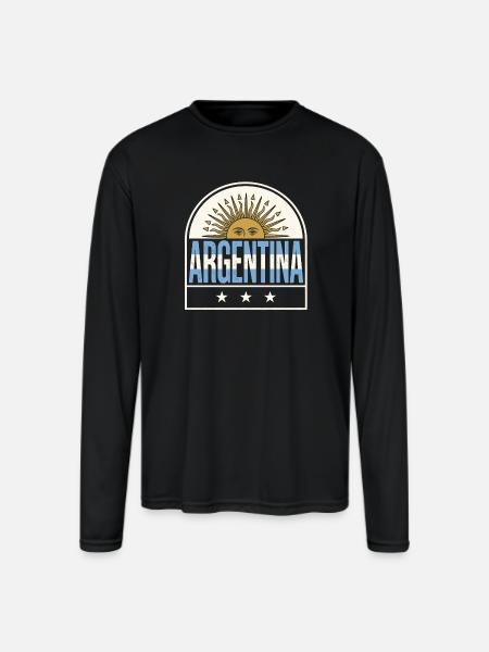 Argentina Suncrest Logo - Men's Moisture Wicking Performance Long Sleeve T-Shirt - black