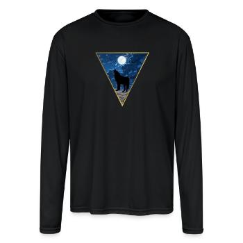Howling Wolf Moon Geometric Triangle - Men's Moisture Wicking Performance Long Sleeve T-Shirt - black - Front