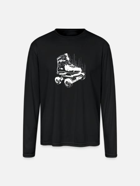 Roller Skates Graphic - Men's Moisture Wicking Performance Long Sleeve T-Shirt - black