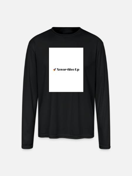 Never Give Up - Men's Moisture Wicking Performance Long Sleeve T-Shirt - black