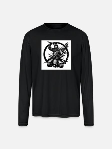 Circle Samurai Shadow Steel - Men's Moisture Wicking Performance Long Sleeve T-Shirt - black
