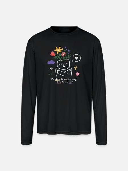 Kind Mind Bloom - Men's Moisture Wicking Performance Long Sleeve T-Shirt - black
