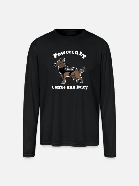 t-shirt-design-featuring-a-smiling-police dog - Men's Moisture Wicking Performance Long Sleeve T-Shirt - black