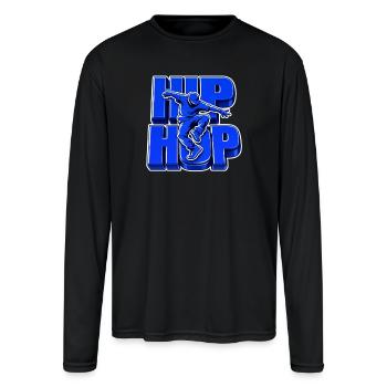 Blue 3D Hip Hop Block Letters Dancer Graphic - Men's Moisture Wicking Performance Long Sleeve T-Shirt - black - Front