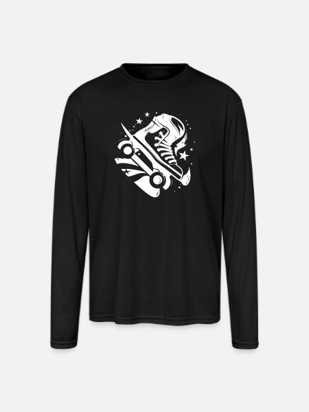 Roller Skates Graphic - Men's Moisture Wicking Performance Long Sleeve T-Shirt - black