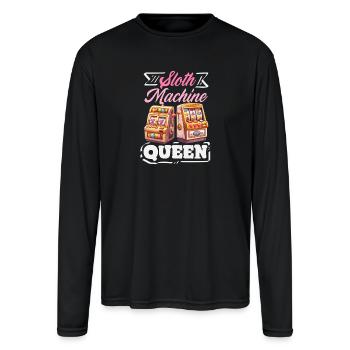 Slot Machine Queen Casino Gambling Jackpot Winner - Men's Moisture Wicking Performance Long Sleeve T-Shirt - black - Front