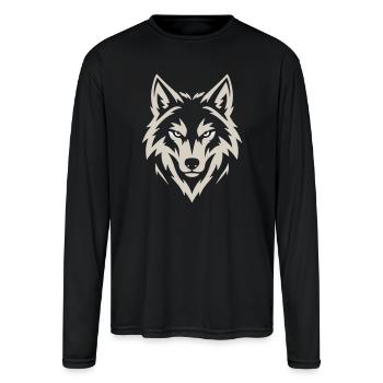 Fierce Wolf - Men's Moisture Wicking Performance Long Sleeve T-Shirt - black - Front