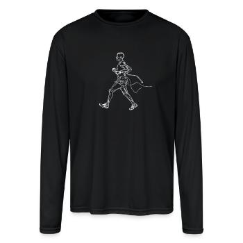 Running Guy Drawing - Men's Moisture Wicking Performance Long Sleeve T-Shirt - black - Front