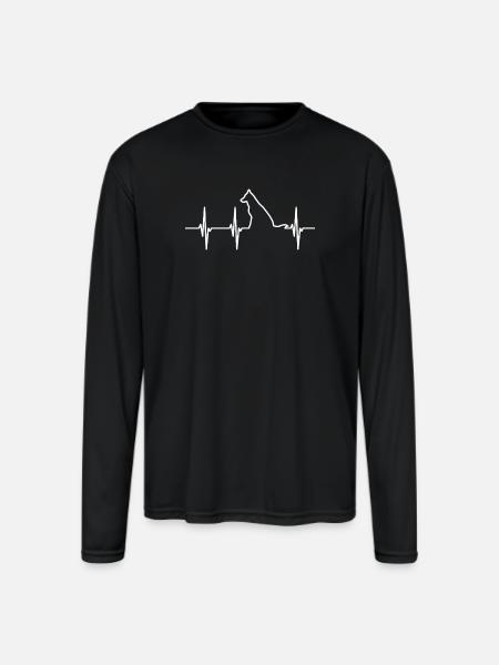 Dog ECG Heartline - Men's Moisture Wicking Performance Long Sleeve T-Shirt - black