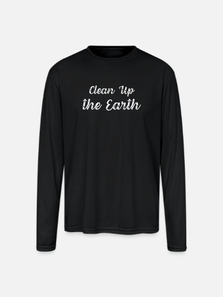 Clean Up the Earth - Men's Moisture Wicking Performance Long Sleeve T-Shirt - black