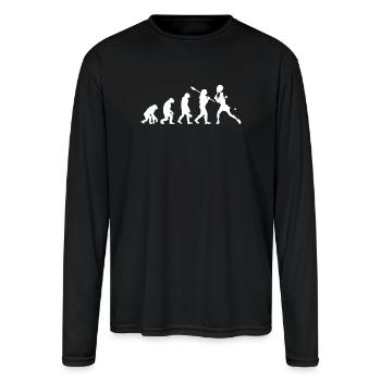 Funny Tennis Evolution Sports Lover Tennis Player - Men's Moisture Wicking Performance Long Sleeve T-Shirt - black - Front