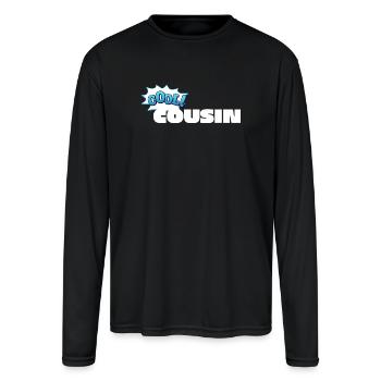 The Cool Cousin - Fun Typography Design - Men's Moisture Wicking Performance Long Sleeve T-Shirt - black - Front