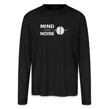 Mind Over Noise Brain Graphic - Men's Moisture Wicking Performance Long Sleeve T-Shirt - black - Front