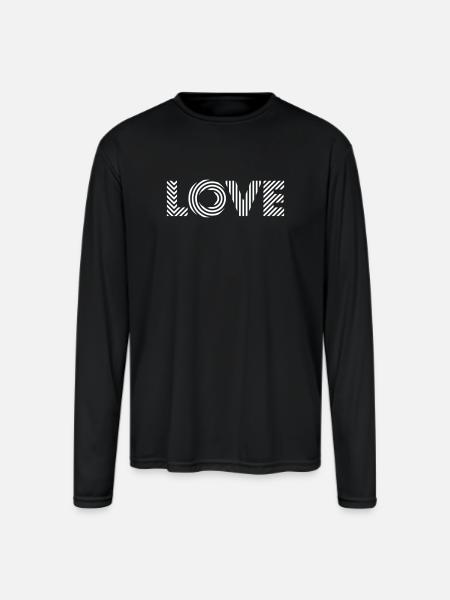 Love Square – Romantic Text Art - Men's Moisture Wicking Performance Long Sleeve T-Shirt - black