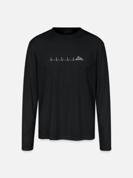 Roller Skater Heartbeat - Men's Moisture Wicking Performance Long Sleeve T-Shirt - black