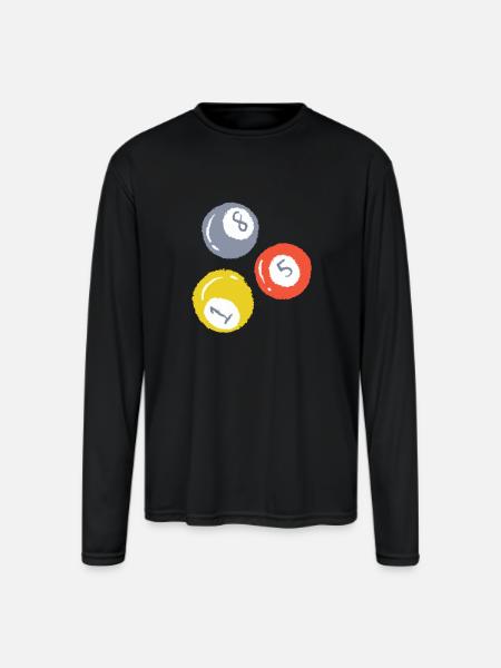 3 Billiards Ball - Men's Moisture Wicking Performance Long Sleeve T-Shirt - black