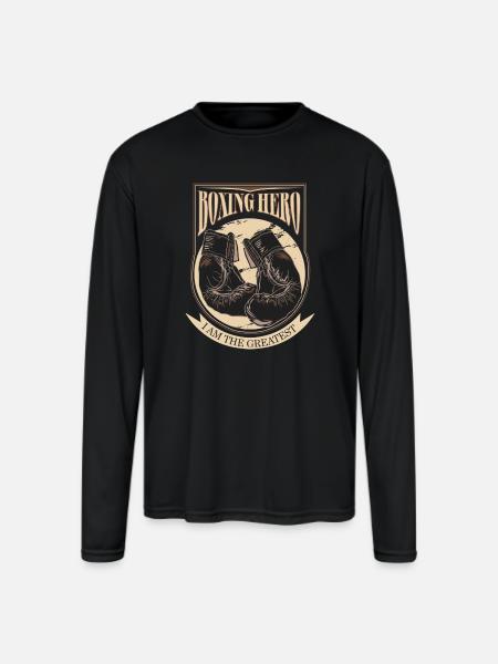 Boxing Hero - i am the greatest - Men's Moisture Wicking Performance Long Sleeve T-Shirt - black
