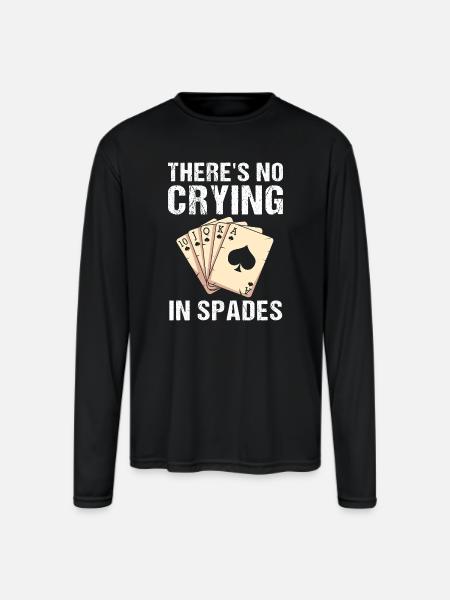 Spades Card Game Player Poker - Men's Moisture Wicking Performance Long Sleeve T-Shirt - black