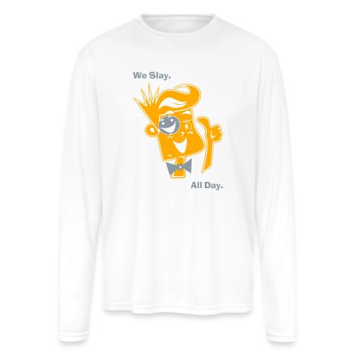 We Slay All Day Shiny Shirt Metallic Silver & Gold - Men's Moisture Wicking Performance Long Sleeve T-Shirt