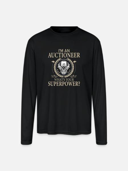 Funny Auctioneer Awesome - Men's Moisture Wicking Performance Long Sleeve T-Shirt - black