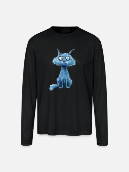 Funny Cat - Men's Moisture Wicking Performance Long Sleeve T-Shirt - black