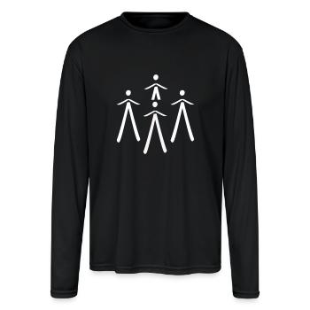 Group Of Four People Active - Men's Moisture Wicking Performance Long Sleeve T-Shirt - black - Front