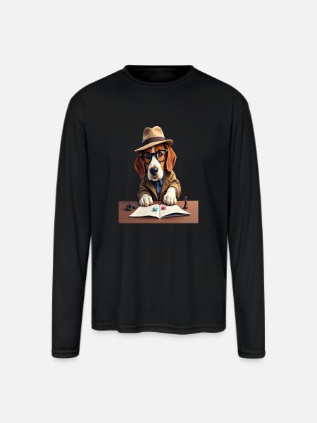 Sock Mystery Detective Dog - Men's Moisture Wicking Performance Long Sleeve T-Shirt - black