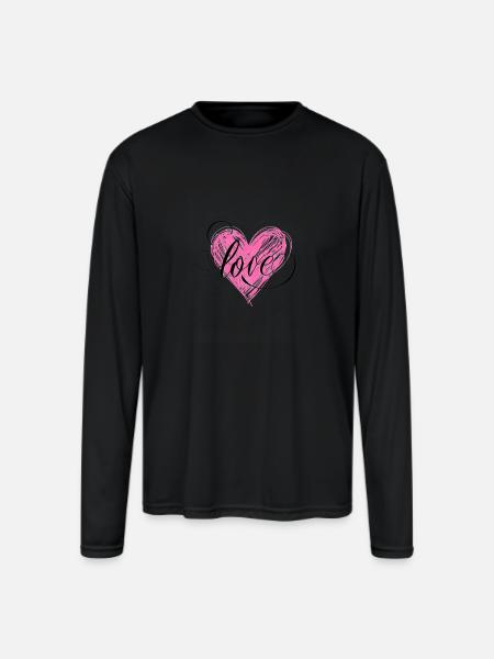 LOVE - Men's Moisture Wicking Performance Long Sleeve T-Shirt - black