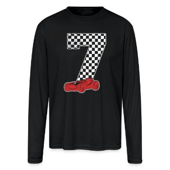 Checker Seven Race Car - Men's Moisture Wicking Performance Long Sleeve T-Shirt - black - Front