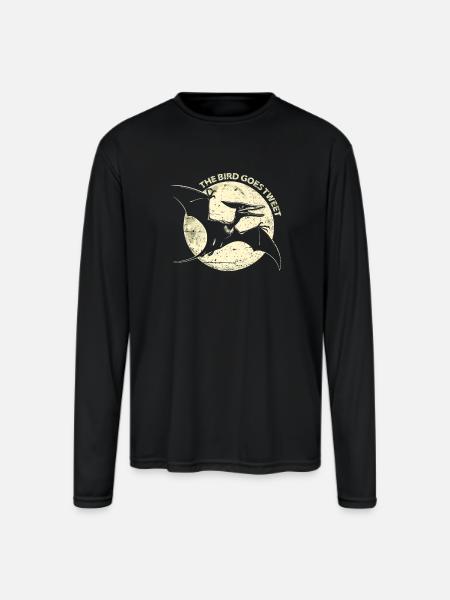 Bird Goes Tweet Premium - Men's Moisture Wicking Performance Long Sleeve T-Shirt - black