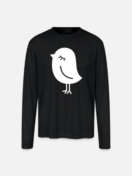 Cute Sparrow Chick – Tweeting Birdie - Men's Moisture Wicking Performance Long Sleeve T-Shirt - black