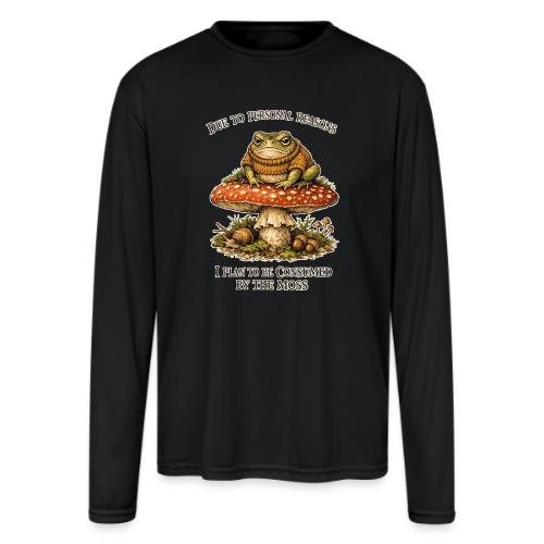 Frog Consumed by Moss Cottagecore Aesthetic - Men's Moisture Wicking Performance Long Sleeve T-Shirt