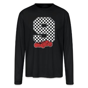Checkered Racer Emblem - Men's Moisture Wicking Performance Long Sleeve T-Shirt - black - Front