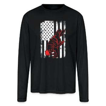 USA Flag Patriotic Break Dancer - Men's Moisture Wicking Performance Long Sleeve T-Shirt - black - Front