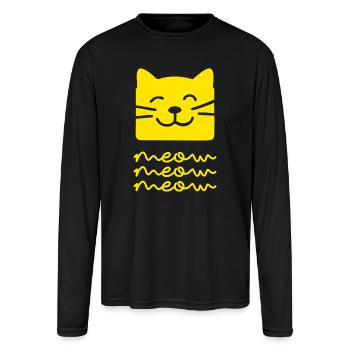 Meow Meow (dark) - Men's Moisture Wicking Performance Long Sleeve T-Shirt - black - Front