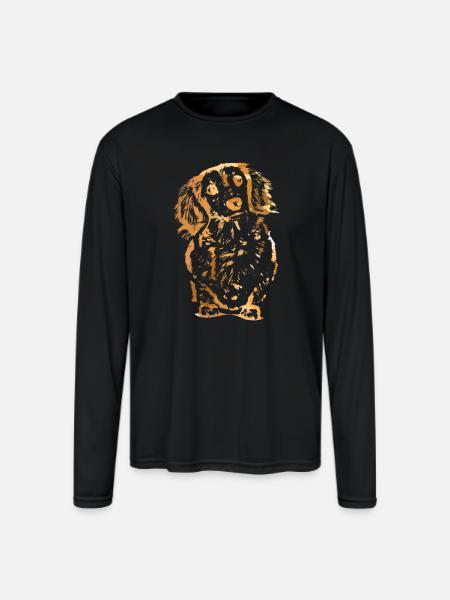 Golden Pup Silhouette Art - Men's Moisture Wicking Performance Long Sleeve T-Shirt - black