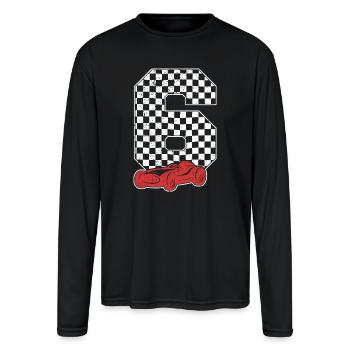 Six Checkered Racing Car - Men's Moisture Wicking Performance Long Sleeve T-Shirt - black - Front