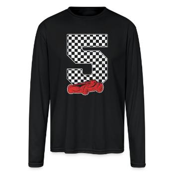 Checkered Five Racing Car - Men's Moisture Wicking Performance Long Sleeve T-Shirt - black - Front