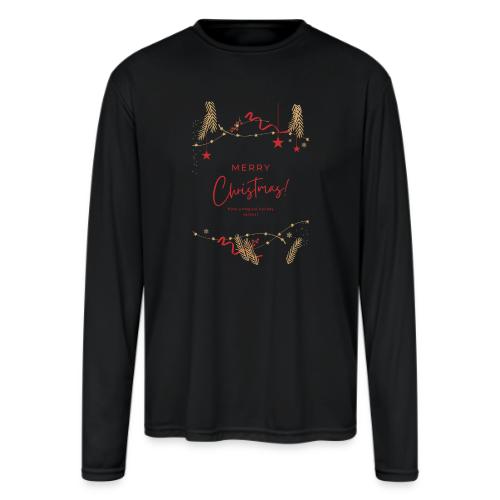 Merry Christmas Typography Design - Men's Moisture Wicking Performance Long Sleeve T-Shirt