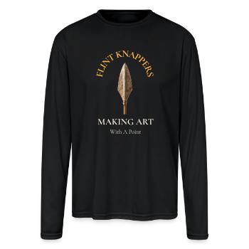 Flint Knappers: Making Art With A Point - Men's Moisture Wicking Performance Long Sleeve T-Shirt - black - Front