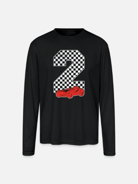 Checkerboard 2 Racecar Grid - Men's Moisture Wicking Performance Long Sleeve T-Shirt - black