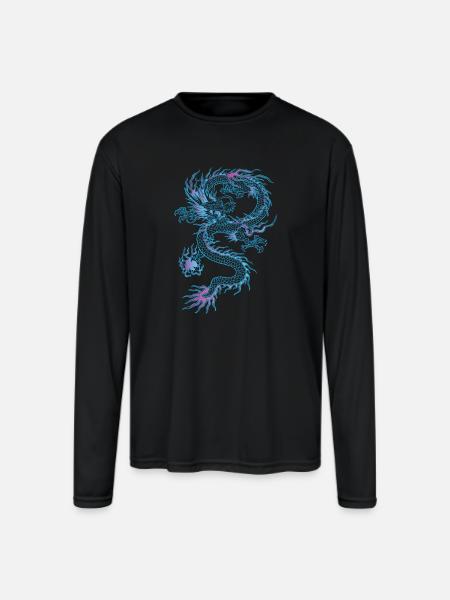 chinese dragon - Men's Moisture Wicking Performance Long Sleeve T-Shirt - black